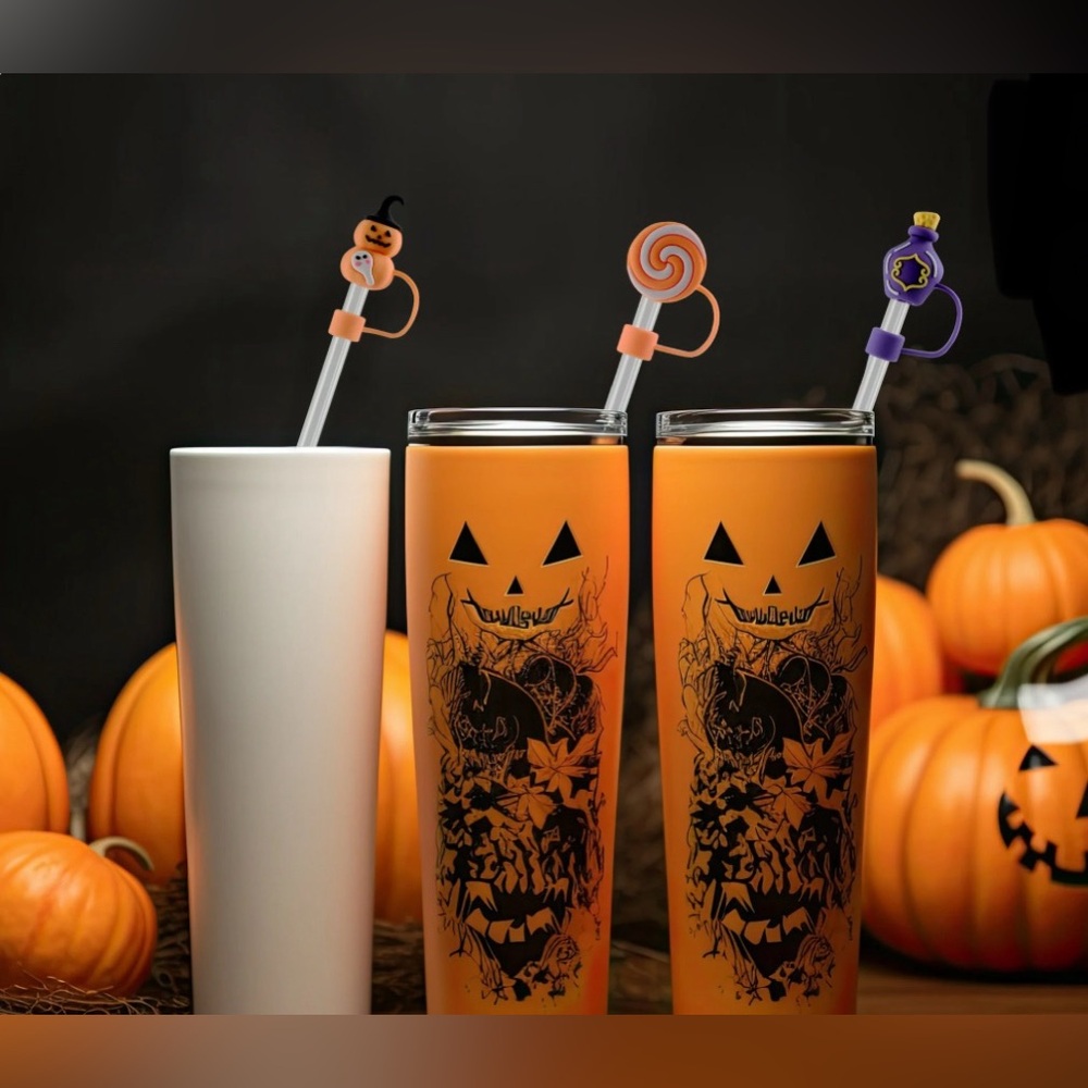 Cook With Color CWC Trick Or Treat Straw Topper 3 Designs 6 Piece-Set - Picture 3 of 6